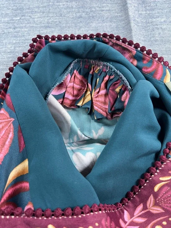 NWT Farm Rio Medium Seashell Floral Teal Boho Flowy Tapestry Maxi Light Dress - Picture 13 of 15